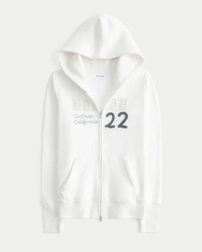 Waffle Astarlı Kapüşonlu Fermuarlı Malibu Grafik Kapüşonlu Sweatshirt Waffle Astarlı Kapüşonlu Fermuarlı Malibu Grafik Kapüşonlu Sweatshirt
