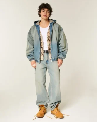 Yıkanmış Denim Skater Ceket Yıkanmış Denim Skater Ceket
