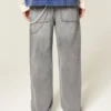 Yıkanmış Gri Bol Kot Pantolon