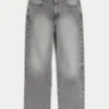 Yıkanmış Gri Bol Kot Pantolon