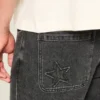 Yıkanmış Siyah Bol Kot Pantolon