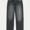 Yıkanmış Siyah Bol Kot Pantolon