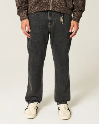 Yıkanmış Siyah Bol Painter Jeans