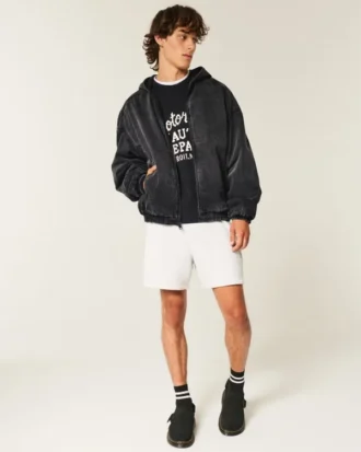 Yıkanmış Siyah Denim Skater Ceket Yıkanmış Siyah Denim Skater Ceket