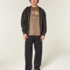Yıkanmış Siyah Dikişli Skater Baggy Jeans