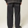 Yıkanmış Siyah Dikişli Skater Baggy Jeans