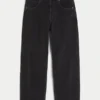 Yıkanmış Siyah Dikişli Skater Baggy Jeans