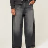 Yıkanmış Siyah Grafikli Skater Baggy Jean