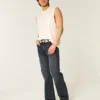 Yıkanmış Siyah Rahat Bootcut Kot Pantolon Yıkanmış Siyah Rahat Bootcut Kot Pantolon
