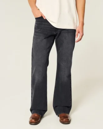 Yıkanmış Siyah Rahat Bootcut Kot Pantolon Yıkanmış Siyah Rahat Bootcut Kot Pantolon