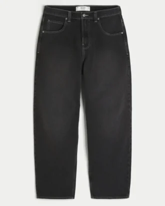 Yıkanmış Siyah Yılan Desenli Skater Baggy Jean