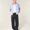 Yıkanmış Siyah Yıldız Desenli Süper Bol Kot Pantolon