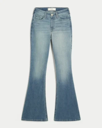 Yüksek Bel Orta Yıkama Flare Jean