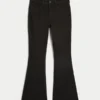 Yüksek Bel Siyah Flare Jean