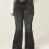 Yüksek Bel Yıkanmış Siyah Flare Jean Yüksek Bel Yıkanmış Siyah Flare Jean