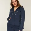 Yıldız Desenli Fermuarlı Kapüşonlu Sweatshirt Yıldız Desenli Fermuarlı Kapüşonlu Sweatshirt