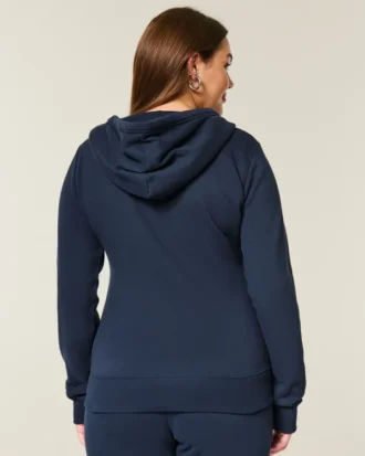 Yıldız Desenli Fermuarlı Kapüşonlu Sweatshirt